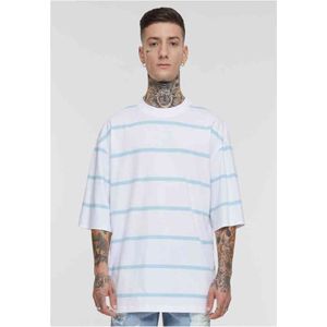 Urban Classics - Oversized Sleeve Modern Stripe Dames T-shirt - S - Wit/Blauw