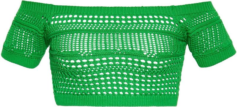 Jacquardtop - Off-Shoulder - Korte Mouwen - Casual - Elegant