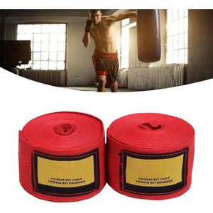 Boksbandages 2 Stuks Katoenen Boksbandages Het Beste voor Thais Boksen (rood)