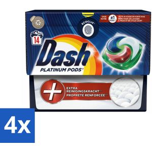 Dash Platinum - Wasmiddel Capsules - Witte en Gekleurde Was - 14 Wasbeurten - Voordeelverpakking - 4 stuks