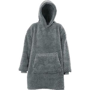 Hoodie - Oversized hoodie - Teddy Stof - Deken met Mouwen - Donker Grijs - One Size - Super Zacht