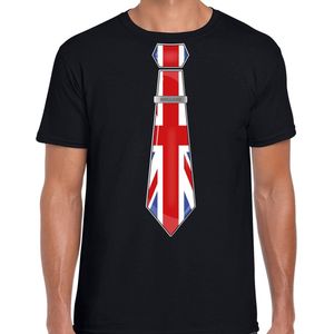 Bellatio Decorations Verkleed shirt voor heren - stropdas Engeland - zwart - supporter - themafeest XXL