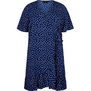ZIZZI CAANNI, 1/2, ABK WRAP DRESS Dames Jurk - Blue - Maat S (42-44)