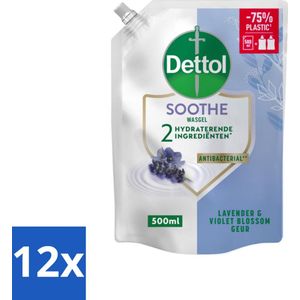 Dettol - Handzeep Navulling - Soothe - Lavendel & Vioolbloesem - 500 ml - Voordeelverpakking - 12 stuks
