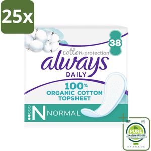 25 x Always - Inlegkruisjes - Normal - Cotton Protection - 38 Inlegkruisjes - Grootverpakking - Inlegkruisjes - Always - Biologisch Katoen - Intiem - Bescherming