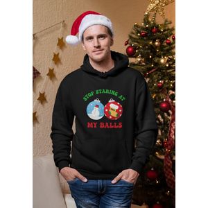 Stop Staring At My Balls - Kersttrui - Kerst Trui Zwart - Grappig Kersttrui - Maat M - Limited Edition