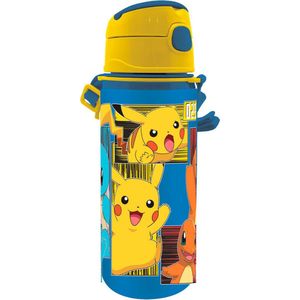Pokemon Pikachu drinkfles/drinkbeker/bidon met drinktuitje - Blauw - aluminium - 600 ml