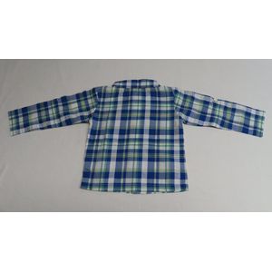 Overhemd - Jongens - geruit - Blauw / wit /groen - 2 jaar 92