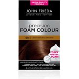 6x John Frieda Precision Foam Colour Haarkleuring 6N Light Natural Brown