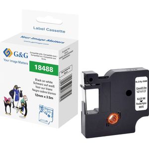 G&G - Labeltape - Wit - Zwart - 12 mm - 3.5 m