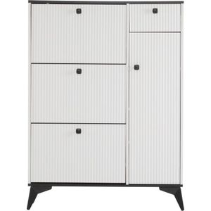 Gotagee Schoenenrek schoenen kiepkast zijkast woonkamer meubels 1 lade en 1 deur schoenen kiepkast smalle schoenenkast wit 121x90x25cm wit