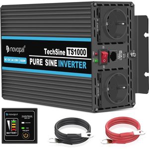 Spanningsomvormer 12V naar 230V - 1000W/2000W Zuivere Sinus Converter met USB en EU-stopcontacten