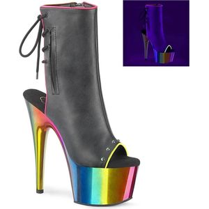 Pleaser - ADORE-1018RC-02 Plateau Laarzen, Paaldans schoenen - Paaldans schoenen - 41 shoes - Zwart/Regenboog