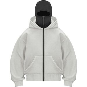 Bivakmuts met capuchon voor heren, fleece, winddicht, warme hoodie voor het tussenseizoen