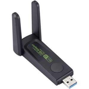 USB WiFI Adapter - 1300Mbps Dongle - 2,4Ghz en 5Ghz Dual Wifi dubbele Antenne - USB 3.0 - voor Windows en MacOS - Draadloze verbinding - zwart