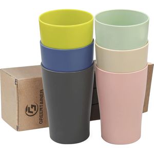 Set of 6 cups, 400 ml, shatterproof, reusable drinking cups made of healthy PP, cup for children and adults, for coffee, tea, milk, camping tableware, microwave and dishwasher safe