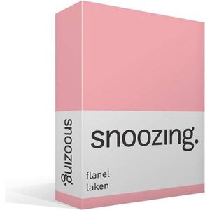 Snoozing - Flanel - Laken - Eenpersoons - 150x260 cm - Roze
