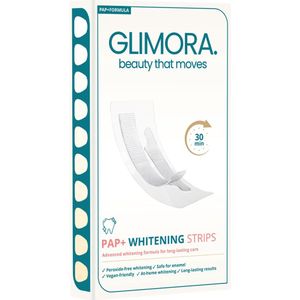 Glimora Whitening Strips PAP+ – Peroxidevrij en Zonder Gevoeligheid – Glazuurveilig – 14 dagen Tanden Bleken – Tandenbleek strips – Whitening Strips voor Thuis Bleken - Versterkt & Beschermt Glazuur