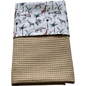 baby deken kinderwagen deken wieg deken giraffe olifantjes cognac 60 x 90 cm