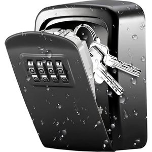 Cijferslot-Sleutelkast-sleutelkluis-Sleutelkastje-Security Lock Box-4 Digit Combination Key Storage Lock Box-3.66'' Wall Mounted Key Safe Box-5 Keys Capacity Lock Box for Indoor Outdoor