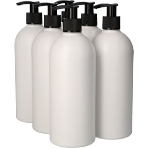 6x 250 ml Basic Round HDPE wit + Schroefdop wit - Set van 6 Stuks