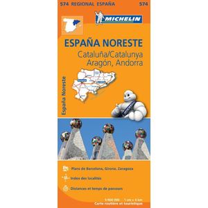 Regionale kaarten Michelin - Michelin Wegenkaart 574 Spanje Noordoost - Catalunya, Aragón, Andorra