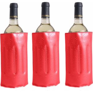 10x Koelelementen hoezen rood voor wijnflessen 34 x 18 cm - Wijnflessen/drankflessen koelelement - Flessenkoeler - Wijnkoeler
