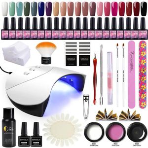 Gellak starterspakket - 20 kleuren - Polygel - Buildergel - Basecoat - Topcoat - Gellakset - Nagelset - Gelnagels - Nagellak - Poly extension kit - UV lamp 36W - LED - Manicure set - 20 kleuren gel polish - Nagellamp - Nagelboor - Nageldroger