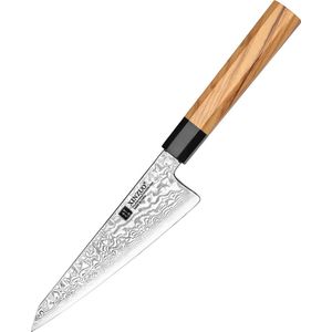 Professioneel Honesuki mes (uitbeenmes) | Damascus staal (67 laags) | Octogonaal handvat van Olijfhout | Xinzuo PM8O Series