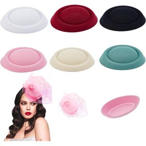 JHubers Goods - 6-delige ronde fascinator hoedbasis van wollen stof - Haar beanie voor DIY knutselen en haaraccessoires