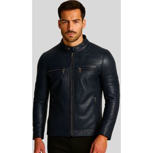 JONES Leren Jas - Heren Jas - Blauw - Maat M