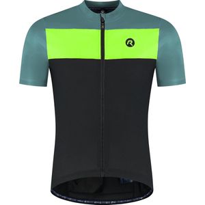 Rogelli Core Block Fietsshirt Heren - Korte Mouwen - Wielrenshirt - Zwart/Turquoise/Geel - Maat XXL