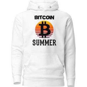 Bitcoin Hoodie - Bitcoin Summer - Premium - Unisex - Kleur Wit - Maat S | Bitcoin cadeau| Crypto cadeau| Bitcoin Trui| Crypto Trui| Crypto Hoodie| Bitcoin Hoodie| Bitcoin Merch| Crypto Merch| Bitcoin Kleding| Crypto Kleding