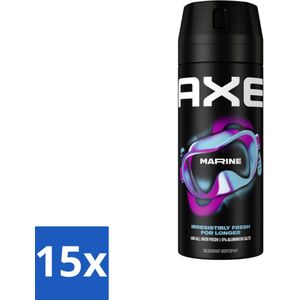 Axe - Deodorant Bodyspray - 100% Fresh Fragrance - Marine - Sea Breeze & Sage - 150 ml - Bulkverpakking - 15 stuks