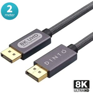 DINTO® Displayport kabel 1.4 - 4K + 8K Ultra HD - 32.4GBPS - 2 meter