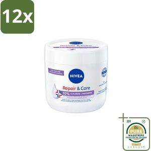NIVEA - Bodycrème - Herstel & Verzorging Gevoelig - Met 10% Glycerine & Panthenol - Voor gevoelige & jeukerige huid - 400 ml - Voordeelverpakking - 12 stuks - Droge huid - Jeukende huid