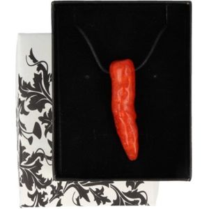 Ruben Robijn Chili Koraal hanger aan waskoord (imitatie)