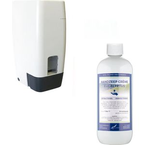 Zeepdispenser 1 liter kunststof hervulbaar + 1 liter Handzeep Eucalyptus