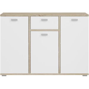 Cosmo dressoir 3 deuren, 1 lade wit,eik decor.