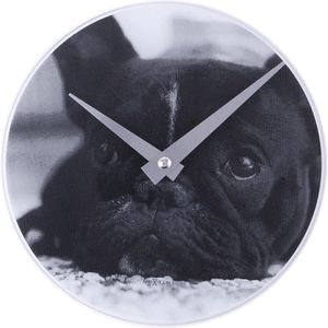 NeXtime Little Dog - Klok - Rond - Glas - �20 cm - Zwart