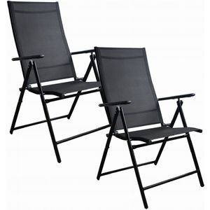 2 x OPVOUWBARE TUINLIGSTOEL MET VERSTELBARE LEUNINGEN, ALUMINIUM FAUTEUIL
