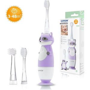 Luvion - 400S Raccoon - Sonische Elektrische Tandenborstel - Paars - Voor Baby en Peuter - 0 t/m 4 Jaar - Met Timer