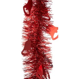 Krist+ lametta kerstslingers - 2x - rood - folie - 200 x 12 cm
