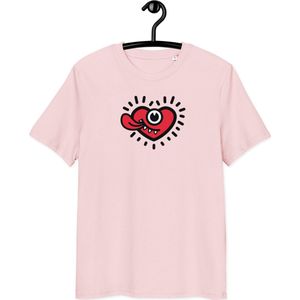BitPopheART T-shirt - Unisex - 100% Biologisch Katoen - Roze - Maat L | Pop Art T-shirt| Mindfull T-shirt| By BitPopArt| Love T-shirt| Zomer T-Shirt| Mindfull Kleding