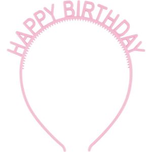 Happy birthday diadeem licht roze - happy birthday haarband - verjaardag diadeem - feest