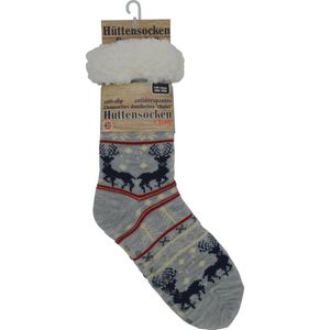 Huissokken - Grijs met Rendier - Antislip - 1 Maat