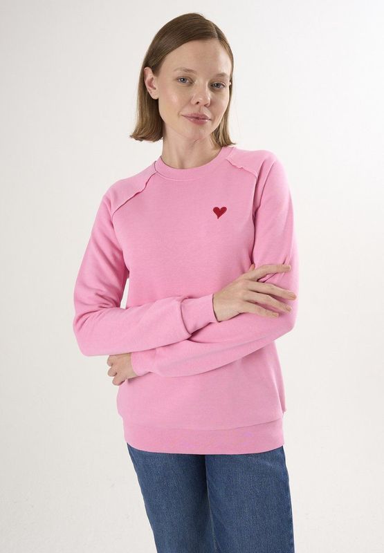 Felix Hardy Basic Sweatshirt Ronde Hals Katoen Dames Roze - L