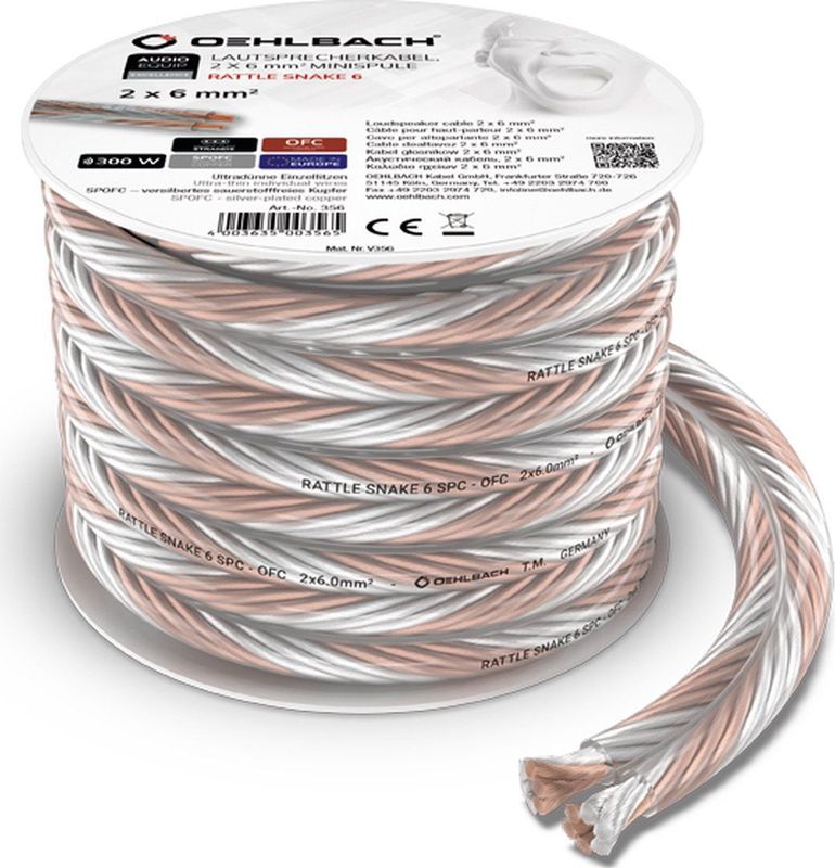 Oehlbach - Rattle Snake 6 4 M - Luidsprekerkabel - Zwart - Kunststof