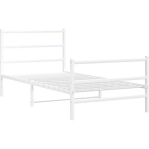 vidaXL-Bedframe-met-hoofd--en-voeteneinde metaal-wit-100x190-cm