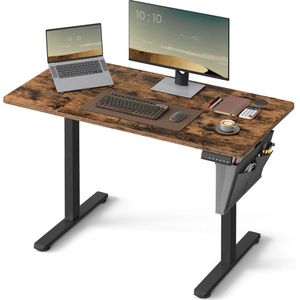 Offlice® Zit sta bureau - Donker Kaki - Elektrische bureau met geheugenfunctie - 100x60x72-120cm